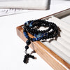 Black Obsidian and Blue Kyanite 108 Bead Mala Bracelet
