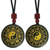 Black Obsidian Pendant Necklace with Buddhist Mantras and Symbols