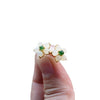 White Jade Flower Stud Earrings with Silver Posts