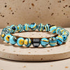 Natural Stone Bead Bracelet with Hematite Charm