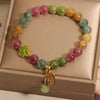 Colorful Tourmaline Bracelet with Four-leaf Clover Charm