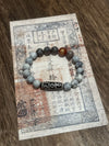 Map Stone and Dzi Bead Bracelet, Handmade Tibetan Style
