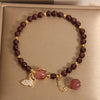 Garnet Butterfly Bracelet with Gold-Tone Charm