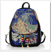 Peacock Embroidery Canvas Tassel Backpack