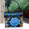 Embroidered Canvas Tote Bag with Floral and Phoenix Motifs