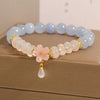 Aquamarine White Agate Abacus Beads Flower Bracelet