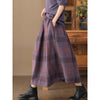 Women's Winter Plaid Pattern Thermal 7-8 Length Skirt With Pockets