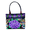 Embroidered Canvas Tote Bag with Floral and Phoenix Motifs