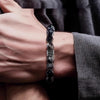 Faceted Black Obsidian Bracelet with Geometric Charm