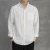 Men's Linen Blend Stand Collar Shirt With Pocket