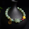 Tiger Jade Bracelet with Cinnabar and Amber
