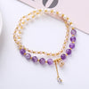 Natural Amethyst Aquamarine Strawberry Quartz Pearl Peace Double Wrap Bracelet