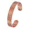 Antique copper open cuff bracelet with tree of life engraving and magnetic ends