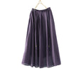 Purple solid color tassel design women's skirt hanging on a wooden hanger