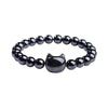 Cat Charm Bracelet with Aquamarine or Bodhi Seed Beads