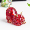 Resin Cat Figurine with Crystal Gravel, Desk Decor