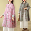 Printed Cotton Women's Coat With Frog Buttons and Pockets