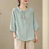 Embroidered Cotton Linen Top and Pants Set