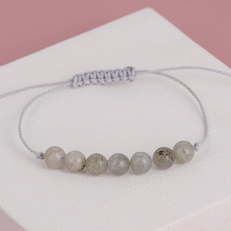 Handmade Agate Bead Bracelet, Stone and Thread