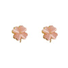 Rotatable Four-Leaf Flower Cat's Eye Stud Earrings