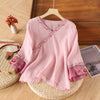 Embroidered Linen Top for Women, Traditional Chinese Style