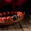 Imperial Sand and Ebony Bead Bracelet with Carved Details