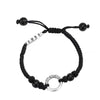 Sterling Silver Peace Buckle Black Cord Bracelet