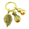 Brass Gourd Keychain with Five Emperor Coins, Feng Shui Decoration
