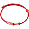 Handmade Peach Blossom Protection Braided Rope Bracelet