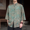 Men's Ice Silk Tang Suit Shirt with Frog Buttons and Pockets
