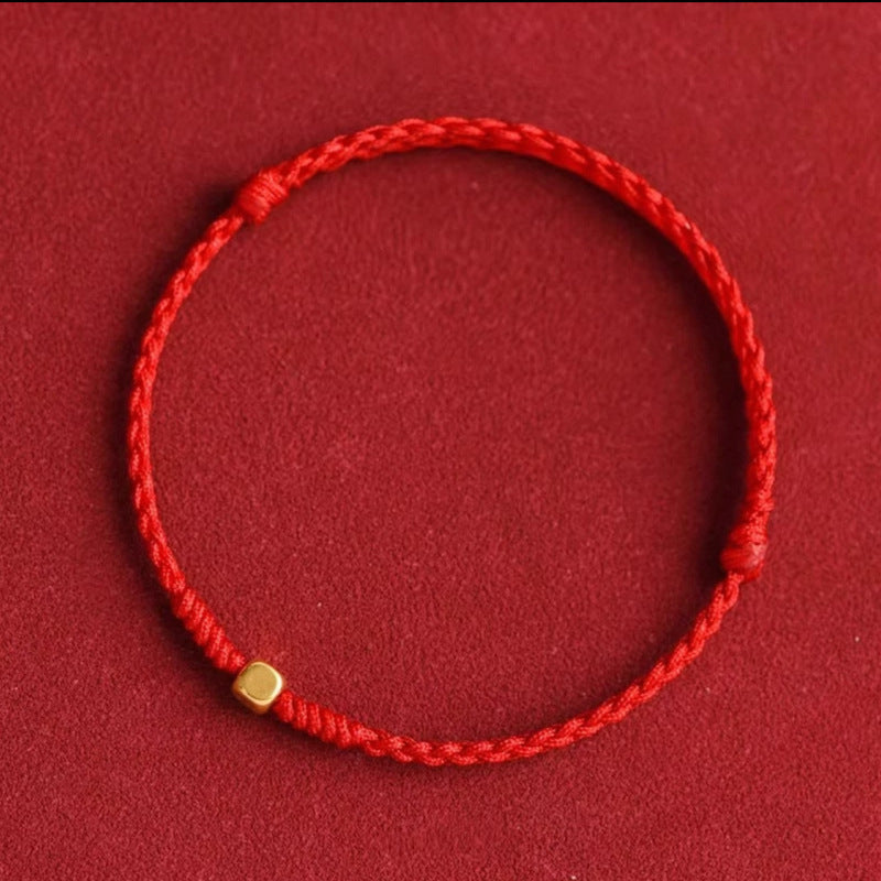 999 Gold Sugar Cube Braided Bracelet