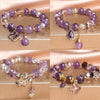 Amethyst Charm Bracelet with Flower and Star Pendants