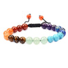 Seven chakra natural power gemstone crystal beads unisex macrame bracelet with black cord