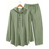 Men's Linen Blend Hooded Lounge Set with Half Buttons