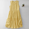 Women's Summer Sleeveless Dresses Cotton Plaid Midi Dress