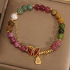 Colorful Tourmaline Butterfly and Gourd Charm Bracelet