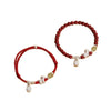 Year of the Horse Cinnabar Bracelet with Silver Tone Charm