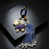Song Brocade Sheep Keychain with Pearl Tassel
