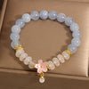 Aquamarine White Agate Abacus Beads Flower Bracelet
