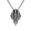 Vintage Dragon Head Pendant Necklace, Silver-Tone Zinc Alloy