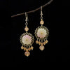 Vintage Floral Drop Earrings with Shell Flower and Bead Charm