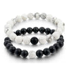 Crown Charm Couple Bracelet Set with Stone Beads