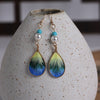 Handmade Velvet Flower Earrings, 925 Silver Hook