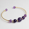 Gold-Tone Wire Wrapped Gemstone Bead Bangle Bracelet