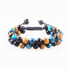 Tiger Eye Black Agate Evil Eye Double Row Bracelet