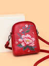 Embroidered Floral Crossbody Bag, Small PU Shoulder Purse