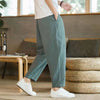 Men's Cotton Linen Pants With Pockets Summer Loose Casual Trousers