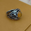 Open Dragon Ring with Orange Stone, Adjustable Zinc Alloy