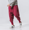 Men's Linen Harem Pants With Drawstring Waist And Pockets