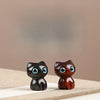 Wooden Cat Charm Keychain or Phone Strap, Ebony and Rosewood